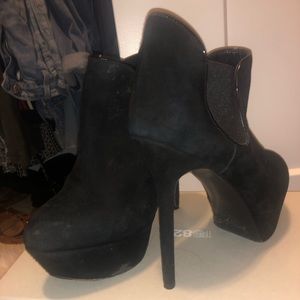 Black Suede Heeled Booties